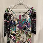 Adorable floral fusion boat neck shift dress pockets Nicole Miller stretchy Pink Size 16 Photo 11