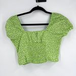 Princess Polly Princess of Polly Women's Crop Top Floral Peasant Button Down Stretch Green Size Photo 2