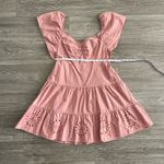 ZARA  eyelet pink/coral smocked mini dress - large Photo 3