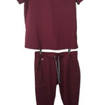 FIGS  Catarina Scrub Top Zamora Jogger Scrub Pants Set Burgundy Womens Medium Photo 0