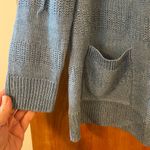 Talbots Open Front Cardigan Sweater Blue Open Stitching 100% Linen Small Photo 1