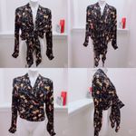 Patrons of Peace Cardigan Top Floral Cropped Black Multi Size M NWT Photo 1