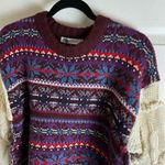 ZARA Fair Isle knit pullover sweater with contrasting knit jacquard sleeves M Photo 5
