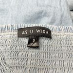 As You Wish As U Wish Chambray Denim Cotton Tie Front Romper in Sky Blue Small Photo 6