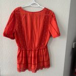 Caslon  Bright Orange Eyelet detail Peplum Short Sleeve Top Blouse Size Medium Photo 4