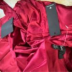 Lulus  Late Night Stunner Wine Red Satin Cutout Faux-Wrap Mini Dress Photo 7