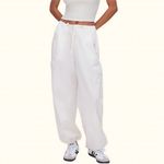 Good American  Cloud White Parachute Drawstring Cargo Pants New Size Small NWTS Photo 12