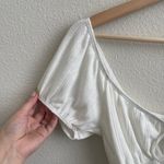 Lulus White Ivory Cute and Cuddly Pointelle Cutout Puff Short Sleeve Crop Top Photo 5