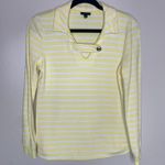 Talbots Yellow White Cotton Knit Shirt Anchor Button Fisherman Core Sz Small Photo 4