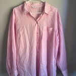 LC Lauren Conrad Lauren Conrad 100% Cotton Pink & White Striped Button Up Photo 0