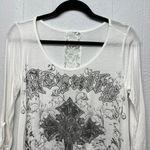 Rhinestone Flowy Womens Top Small Rockabilly Punk Chaotic Academia Streetwear White Photo 1