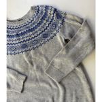 Talbots Talbot Winter Sweater Women Gray Blue Fair Isle Crew Neck Sz Lp Cotton Blend Photo 4