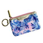Lilly Pulitzer Lily Pulizer ID Case Zip Pouch Keyring Pink Beach Embossed Womens Gold Ocean Photo 0