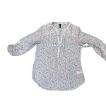 Maurice's Maurice’s White V-Neck Sheer Blouse Multicolor Feather Pattern Size XS Photo 6