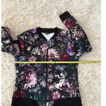 Bebe Sport Floral Bomber Jacket Women's Medium Multicolor Rhinestone Accents Photo 5