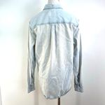 ZARA Denim Shirt Distressed Light Wash Blue Button Up Long Sleeves Photo 9