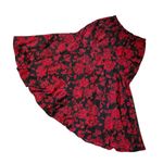 Vintage satin red and black floral pleated midi skirt Size M Photo 0