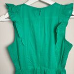 J.Crew Kelly Green Sleeveless V Neck Smocked Ruffle Trim Tiered Midi Dress 0 Photo 7