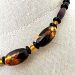 Black wood and flower beaded necklace Photo 8