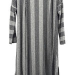 Natural Life  Women's Medium Striped Long Sleeve Duster Cardigan‎ Slit Hem Gray Photo 0