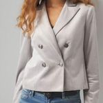 White House | Black Market Cropped Velvet Blazer Mercury Gray Photo 0