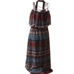 Leslie Fay  Mixed Print Cold Shoulder Maxi Dress 6 Dopamine Bohemian Coconut Girl Photo 4