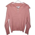Cupcakes and Cashmere quarter zip ribbed knit sweater in salmon pink size S Photo 0