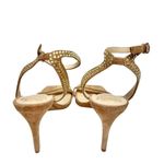 Vince Camuto Sandals Size 7.5 Tan Leather Saprenda Rhinestone Square Toe Ankle S Photo 4