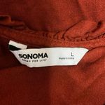 Sonoma  Brown Linen Sleeveless Crew Neck Ruffle Button Down Shirt Top Size L Photo 3