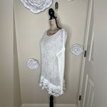 Entro NTM: Open Weave Knit Crochet Layered Lace Cream Tunic Sweater Sz M Photo 7