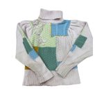 Love Shack Fancy Allan Appliquéd Patchwork Knitted Turtleneck Sweater Small Pink Photo 3