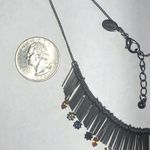 EXPRESS  Gunmetal Gray Dark Metal Multicolor Boho Fringe Necklace Photo 2