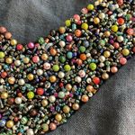 Lina Tomei linen dress Beaded neckline Light navy toward cornflower Size M Size M Photo 3