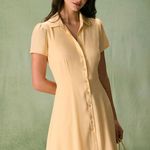 Rihoas Yellow Button Down Shirt Mini Dress Photo 0