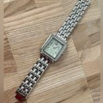 Côte d’Azur Ladies Watch Crystal Embellishments Square Pearl Dial Metal Bracelet Silver Photo 4