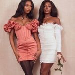 House Of CB Annabelle Rose Satin Ruffle Strapless Dress corset body con NWT sz M Photo 3