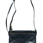 Margot Black Pebbled Leather Crossbody Bag OS Double Zipper Closure Adjustable Photo 0