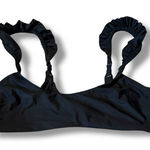 Aerie Bikini Top Women’s Size Large Black Scoop Neck Ruffle Strap Swim Photo 0