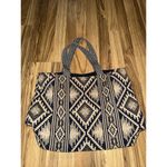 Anthropologie Stephanie Nicole Womens Southwestern Tote Bag Large Blue Silver Photo 5