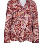 Coldwater Creek Colorful Paisley Print Cotton Jacket Size 14 Colorful Jacket Photo 0
