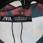 ZARA NWOT  Women’s Collared Shirt Dress Long Sleeve Floral Print Maroon Yellow S Photo 1