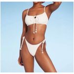 Wild Fable ✨ Crochet Side-Tie Extra Cheeky Extra High Waist Bikini Sz L Cream✨ Photo 3