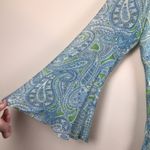 SilkLand Women’s Boho Silk Floral Paisley Print Bell Sleeve Lace Photo 4