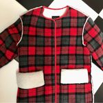 Urban Renewal Fleece Coat Red & Black Buffalo Plaid Check Shearling Jacket sz S Photo 2