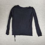 Polo Jeans Co Long Sleeve V Neck Tie Side Top Womens Medium Black Cotton Modal Photo 8