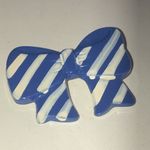 Vintage Blue & White Striped Bow Brooch Shoulder Pin Photo 2