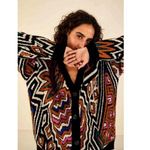 Farm Rio ππ Caramel Tropical Stripes Cardigan ~ Tropical Stripes Print XL NWT Photo 0