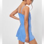 Nasty Gal  Satin Mini Dress Blue US 2 Petite Satin Cowl Neck Photo 2