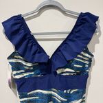 NWT Averie Size Large Retro One Piece in Alaska Print Blue White Photo 3