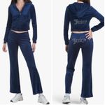 Juicy Couture 🔥 Bling OG Velour Iconic Tracksuit Hoodie Pants Atlantis Blue XL Photo 13